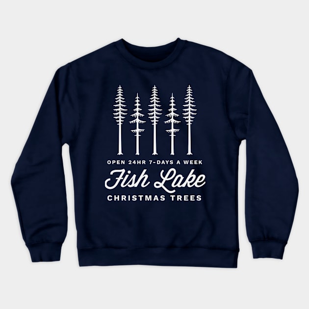 Fish Lake Christmas Trees Crewneck Sweatshirt by DistrictNorth